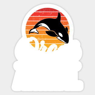 Orcas Are My Spirit Animal Retro Sunset Funny Orca Whale quote Sticker